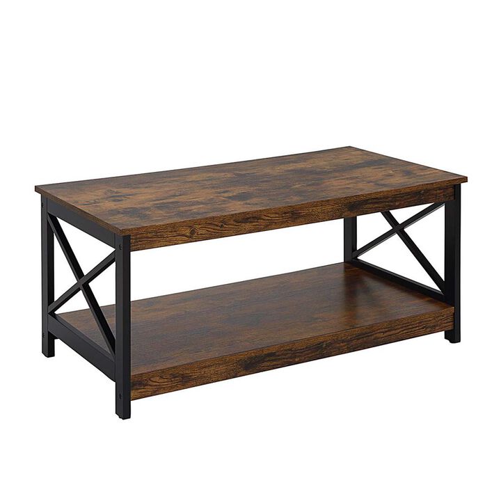 Convenience Concepts Oxford Coffee Table with Shelf Barnwood/Black