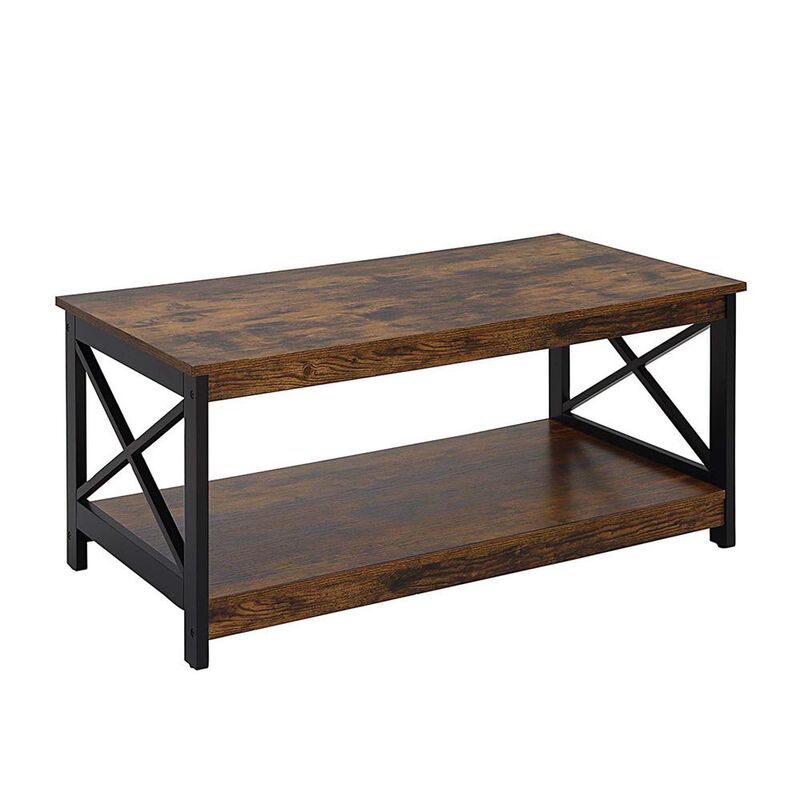 Convenience Concepts Oxford Coffee Table with Shelf Barnwood/Black
