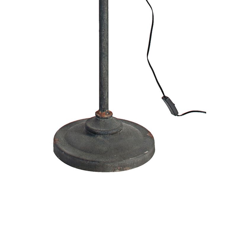 67 Inch Iron Floor Lamp, Adjustable Length Arm, Industrial Antique Black - Benzara