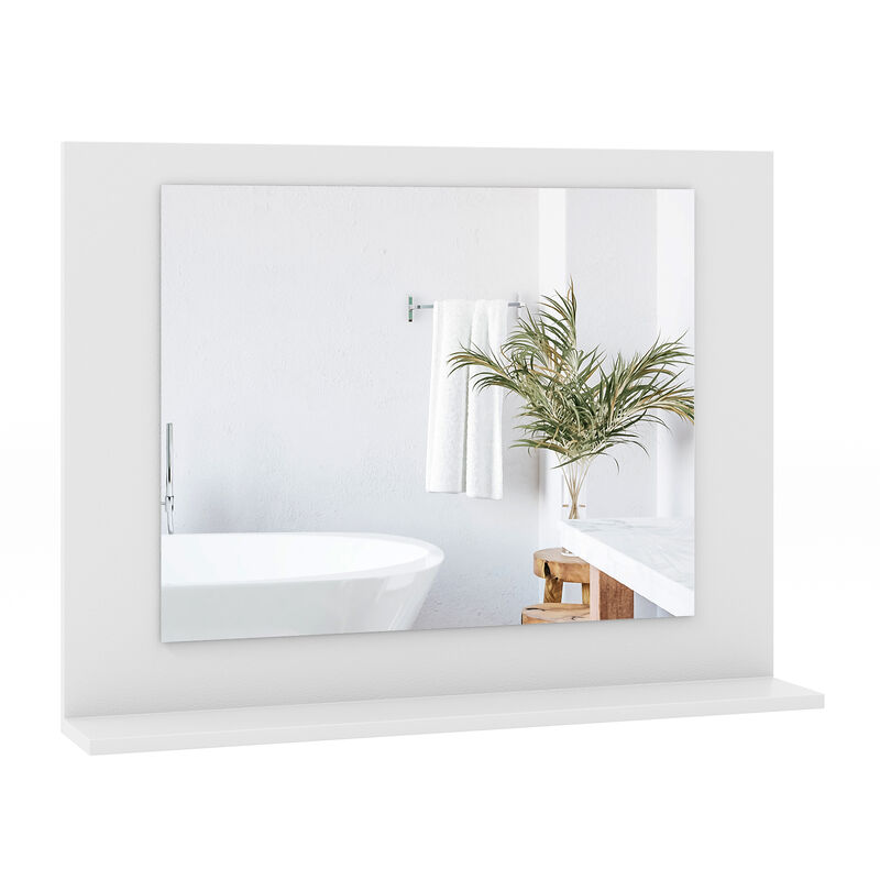 Rectangular Bathroom Mirror with Shelf for Storage and Organization