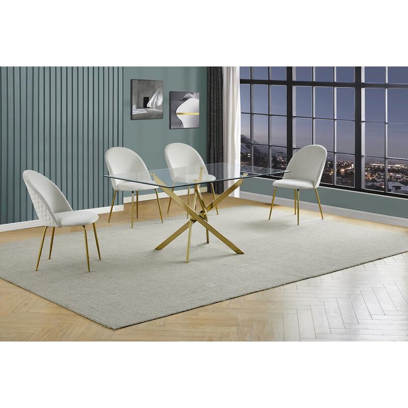 Best Quality Furniture 5 piece dining set- Rectangular dining table with 4 Cream side chairs