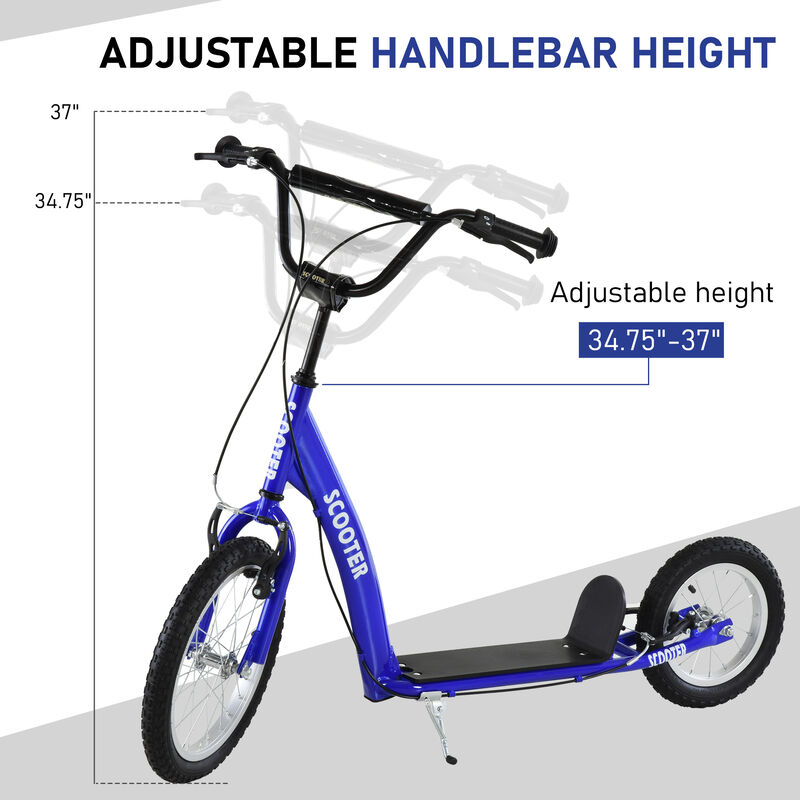 BreeBe Youth Scooter Kick Scooter with Adjustable Handlebar 16" Front and 12" Rear Dual Brakes Inflatable Wheels image number 4
