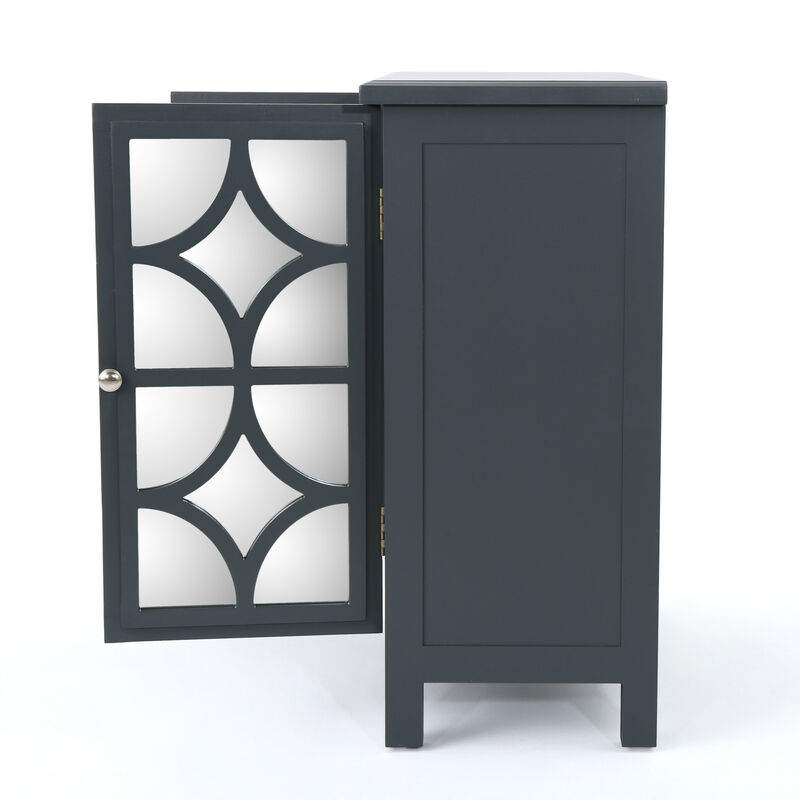 Streamdale Mirrored Cabinet with Diamond Pattern Doors and Ample Storage