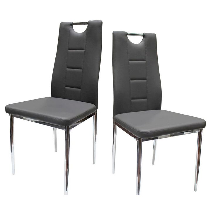 Best Master Furniture Beverly Faux Leather Upholstered Side Chair - Gray (Set of 2)