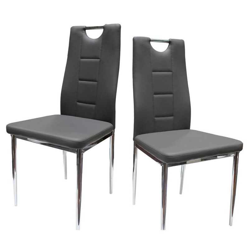 Best Master Furniture Beverly Faux Leather Upholstered Side Chair - Gray (Set of 2) image number 0