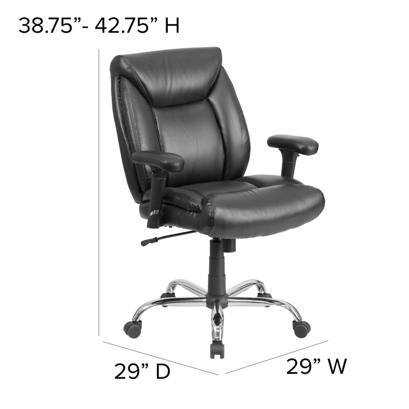 HERCULES Series Big & Tall 400 lb. Rated Black Fabric Deep Tufted Swivel Ergonomic Task Office Chair with Adjustable Arms image number 3