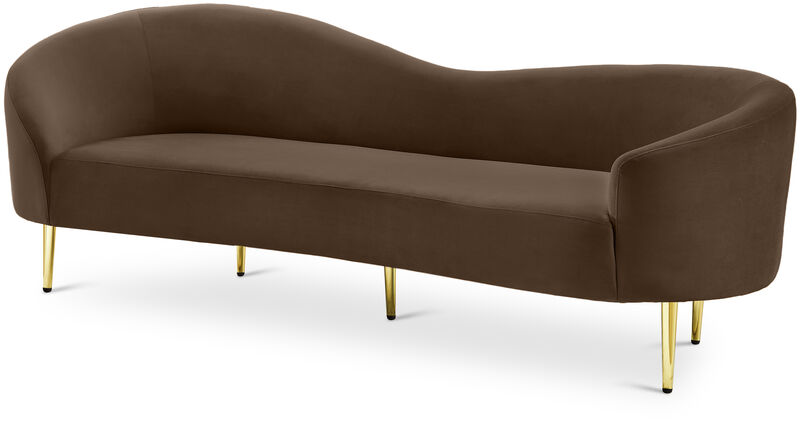 Meridian Furniture Ritz Brown Velvet Sofa image number 0