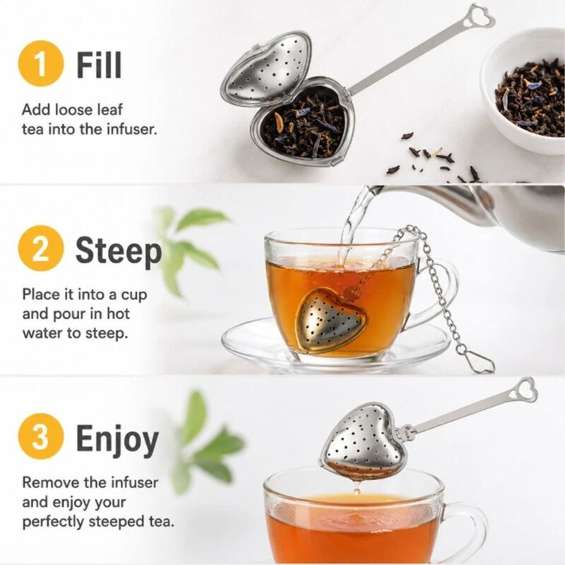 Pack of 4 Stainless Steel Heart Tea Infusers image number 2
