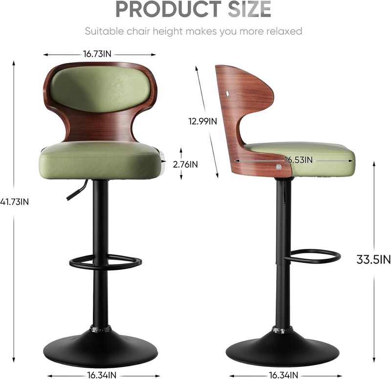 Ergonomic Modern Dual Color Steady PU Leather Bar Stool Swivel Height Adjustable Large Seat Hotel Outdoor Kitchen Counter Chair image number 2