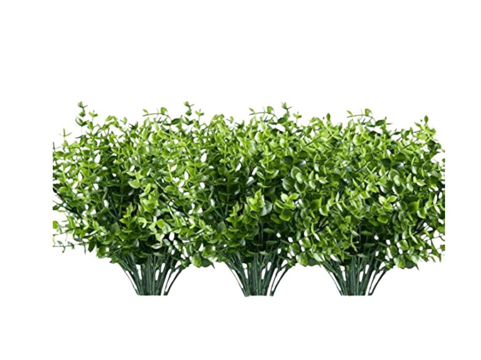 8 Pack Artificial Eucalyptus Plants Fake Boxwood Shrubs UV Resistant No Fade