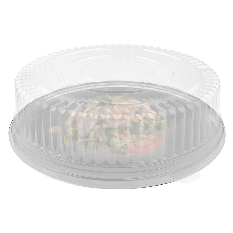16" Clear Round Plastic Tray Lids (25 Lids) image number 2