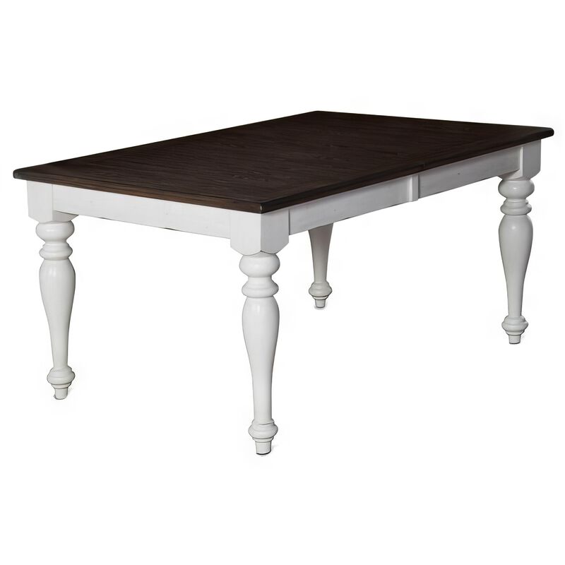 Barb Dining Table, White, Brown Mindi, Mahogany, Extendable 60-84 Inch image number 0