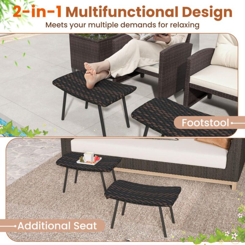 Hivvago All Weather Outdoor Ottomans Set Patio Footrest Seats Set with Sturdy Metal Legs