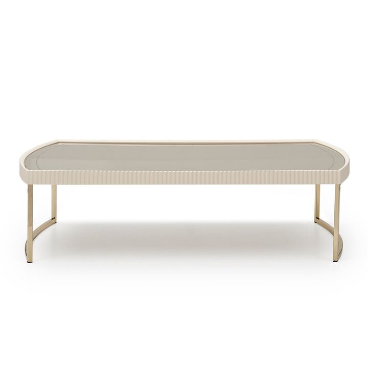 Michael Amini Lisbon Cocktail Table - Silken Matte Cream
