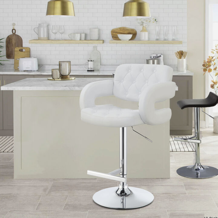 Modern Style Adjustable Height Bar Stool, White