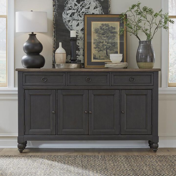 Liberty Furniture Americana Farmhouse Hall Buffet- Black in Dusty Taupe