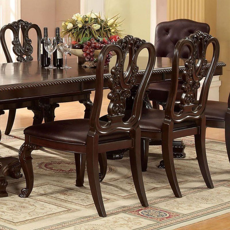 Streamdale Intricate Brown Cherry Side Chairs Set