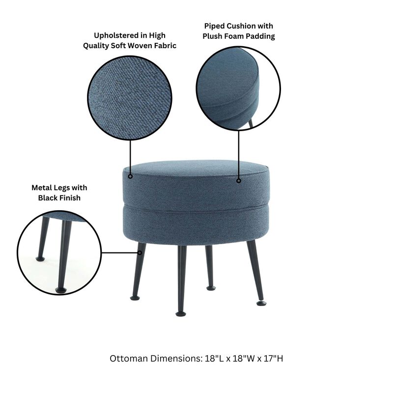 Bailey Blue and Black Ottoman