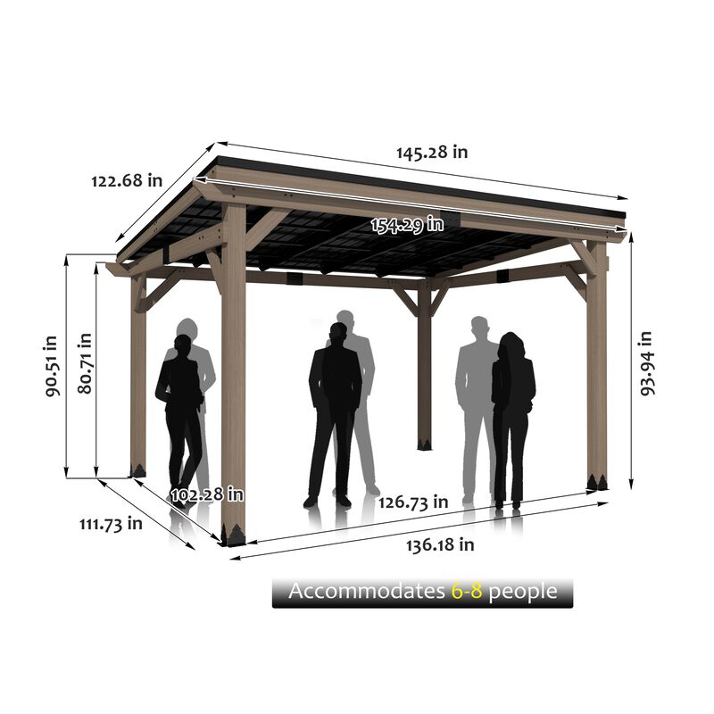 Mondawe 10 ft. x 12 ft. Outdoor Cedar Wooden Hardtop Gazebo with Pitched Galvanized Steel Roof