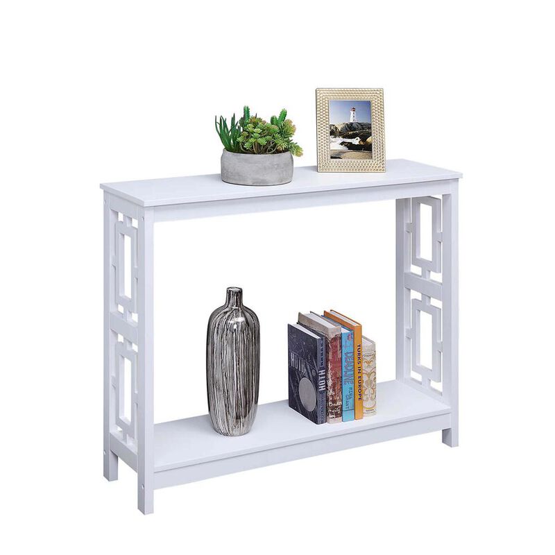 Convenience Concepts Town Square Console Table with Shelf, White
