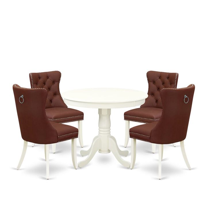 5 Piece Kitchen Table Set for Small Spaces Contains a Round Dining Table