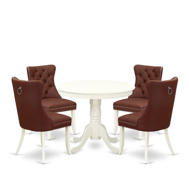 5 Piece Kitchen Table Set for Small Spaces Contains a Round Dining Table