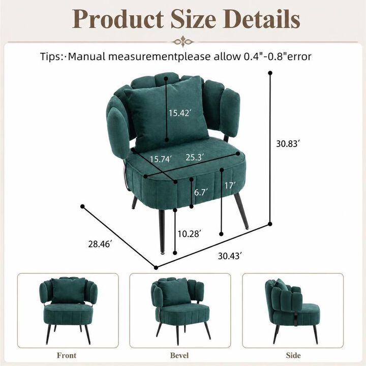 GOODSILO Compact tub accent armchair with pocket coil support, soft chenille upholstery, ideal for small spaces and reading nooks