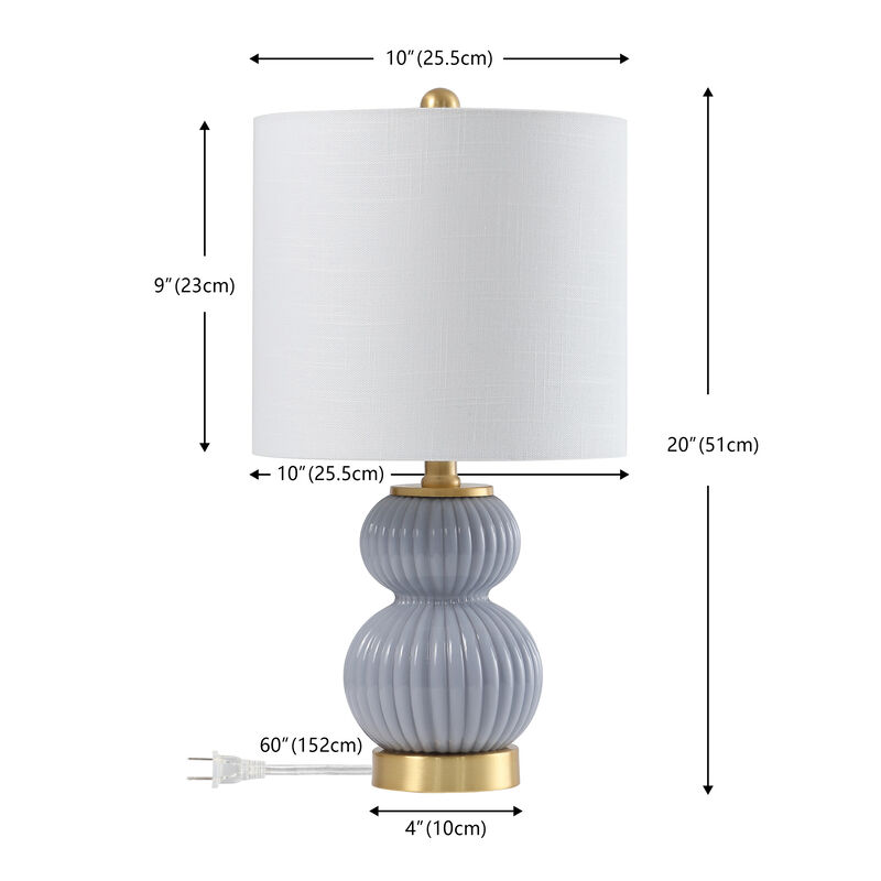 Daphne 20" Contemporary Transitional Metal/Glass Ribbed Gourd LED Table Lamp