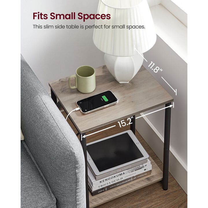 Side Table with Charging Station - Convenient End Table Featuring USB Ports and Outlets