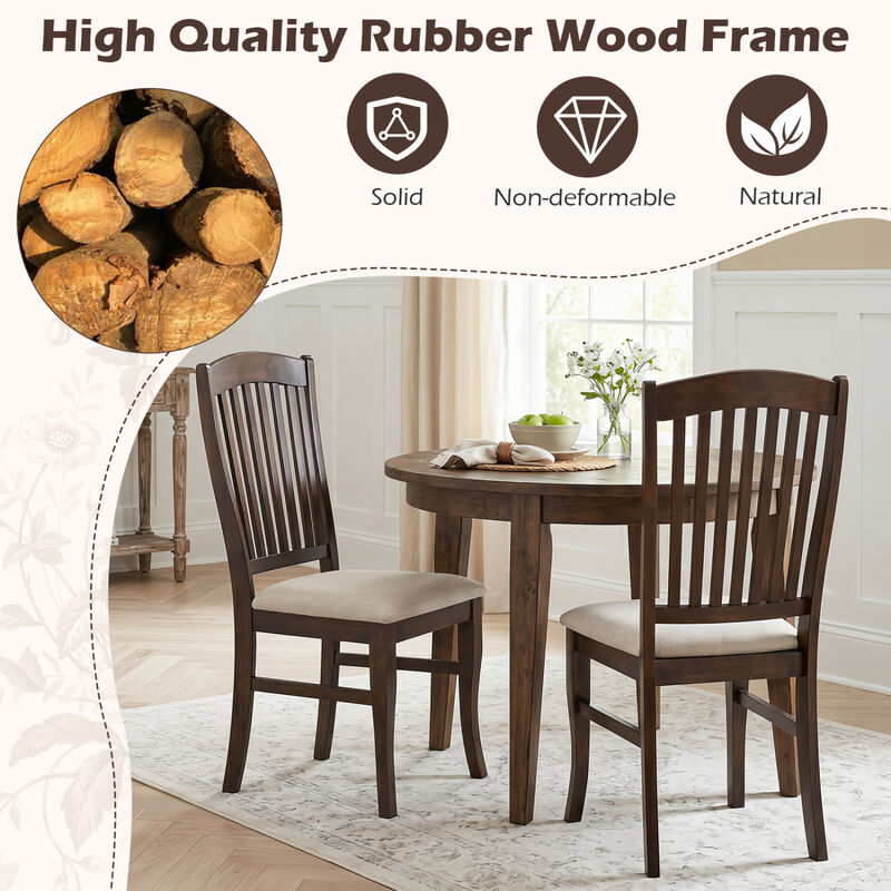 Set of 4 Dining Side Chairs with Rubber Wood Frame and Padded Seats image number 6