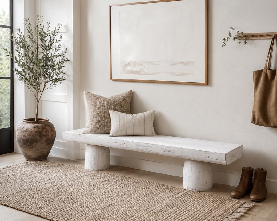 Reclaimed Pinewood Accent Bench in White
