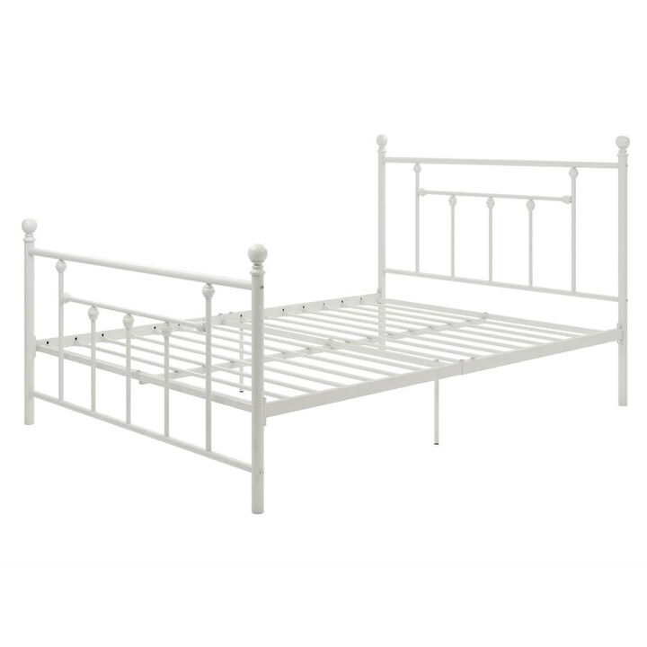 QuikFurn Full White Metal Platform Bed Frame with Headboard and Footboard