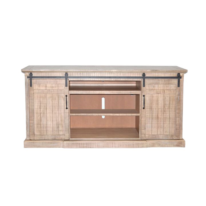 Desy TV Media Entertainment Console, Barn Doors, 78 Inch Brown