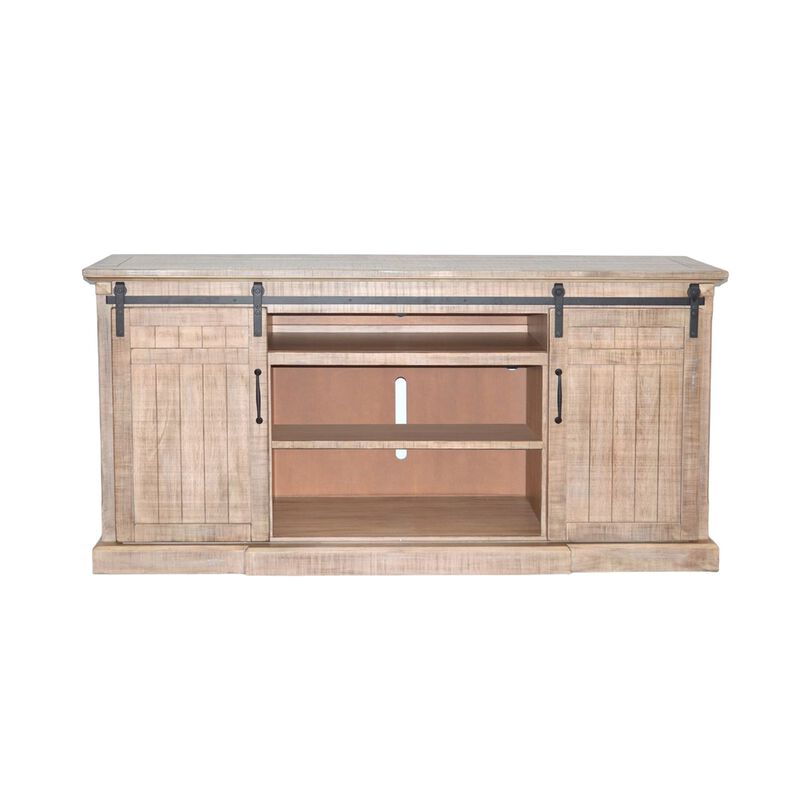 Desy TV Media Entertainment Console, Barn Doors, 78 Inch Brown