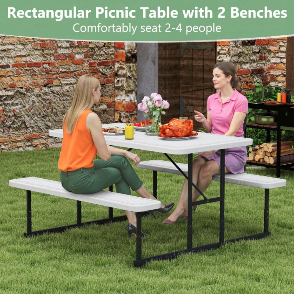Hivvago Picnic Table Bench Set for 2-4 People Outdoor Rectangular