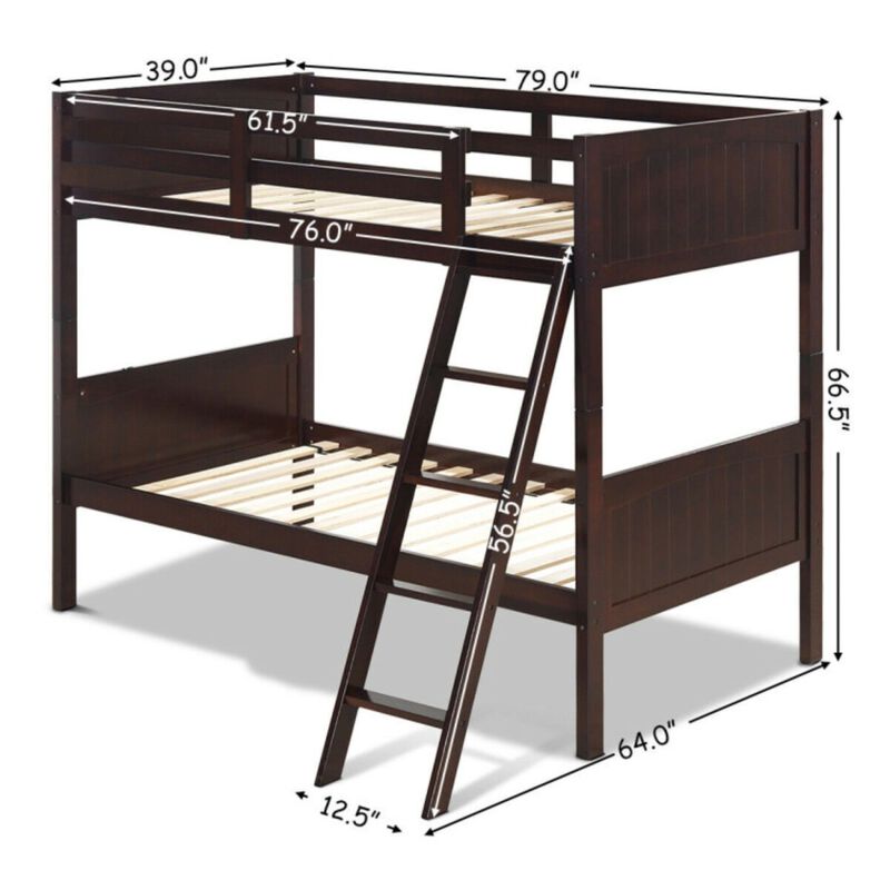 Twin Size Wooden Bunk Beds Convertible 2 Individual Beds