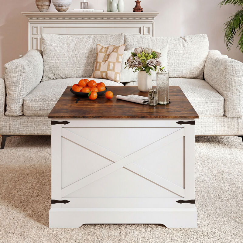 Modern Farmhouse Coffee Table with Lift-Top Hidden Compartment image number 4