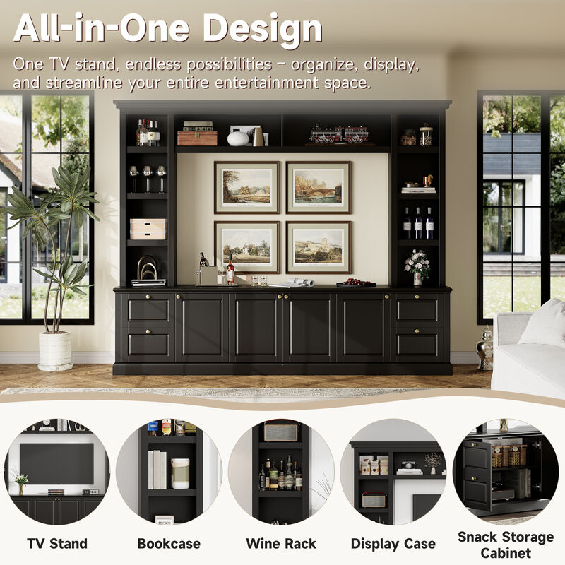 Merax Multifunctional TV Stand for 70" TVs with 3 Adjustable Shelves &ndash; Wine Rack image number 5