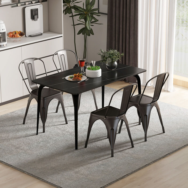 Durable Metal Dining Chairs Set &ndash; Stackable with Removable Backs for Versatile Seating