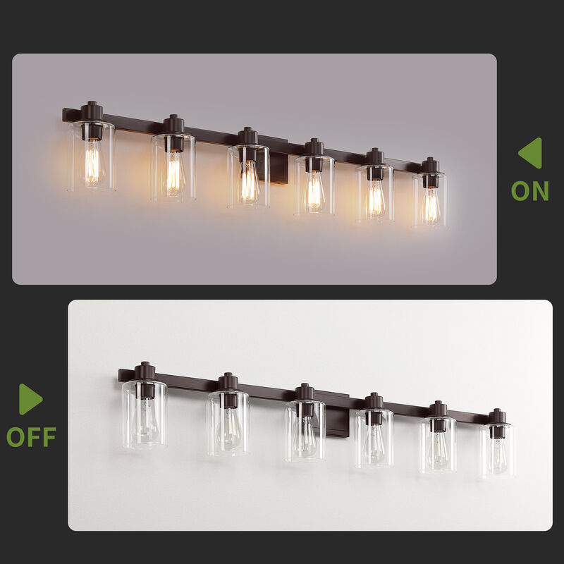 50" 6-Light Dimmable Indoor Wall Sconce with Clear Glass Shades image number 6