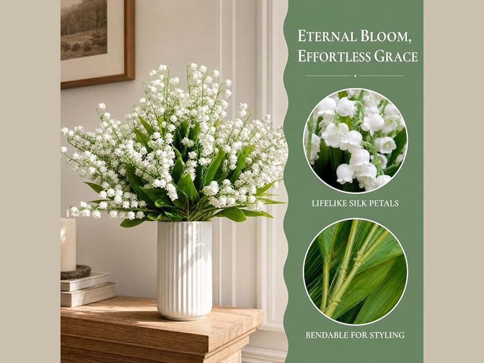 White Artificial Lily Flower Stems Outdoor Garden Porch Decor