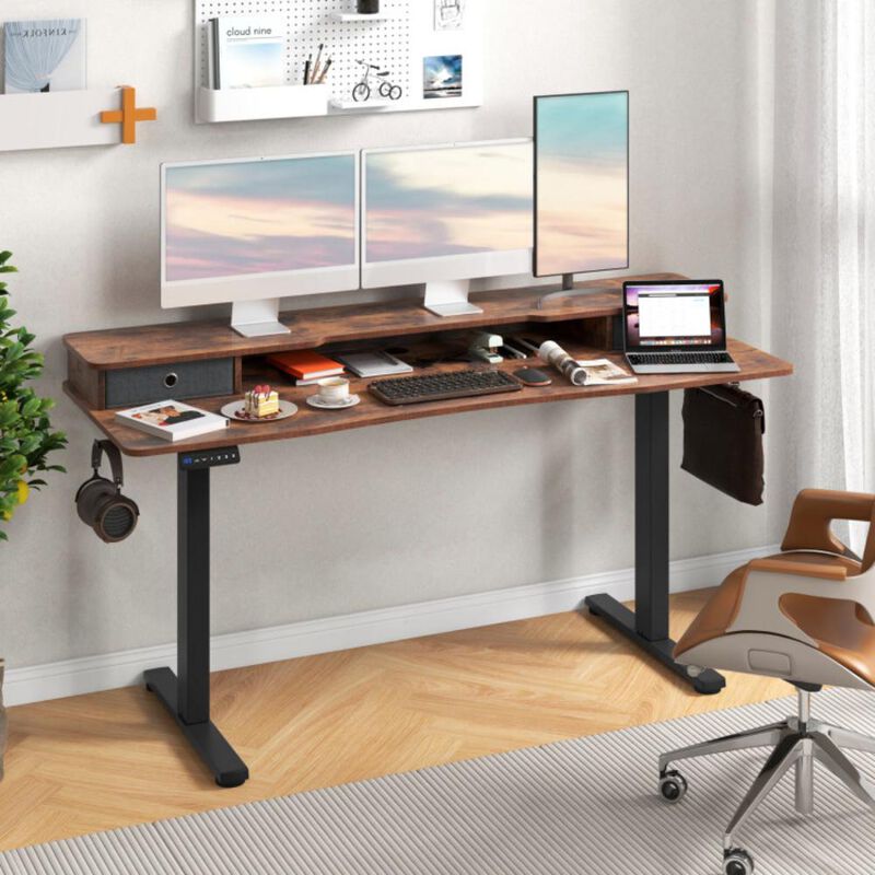 Hivvago 63 Inch x 24 Inch Electric Standing Desk with 2 Drawers