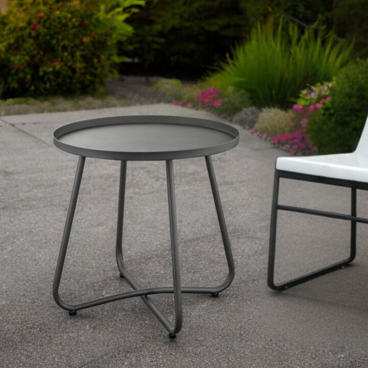 Modern Rounded Aluminum Side Table for Outdoor Seating or Lounge Area
