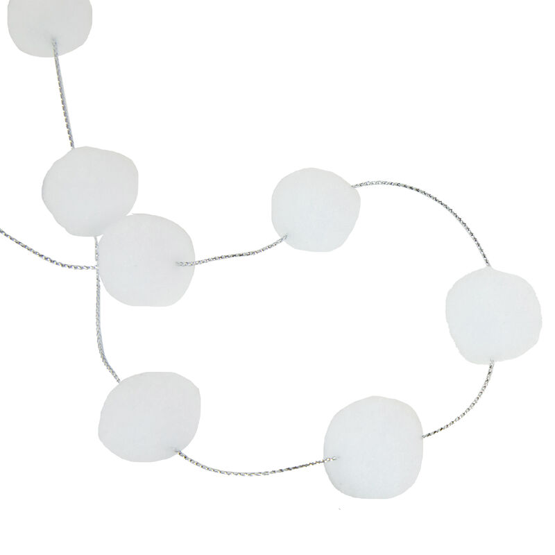 9' White Plush Snowball Christmas Garland image number 3