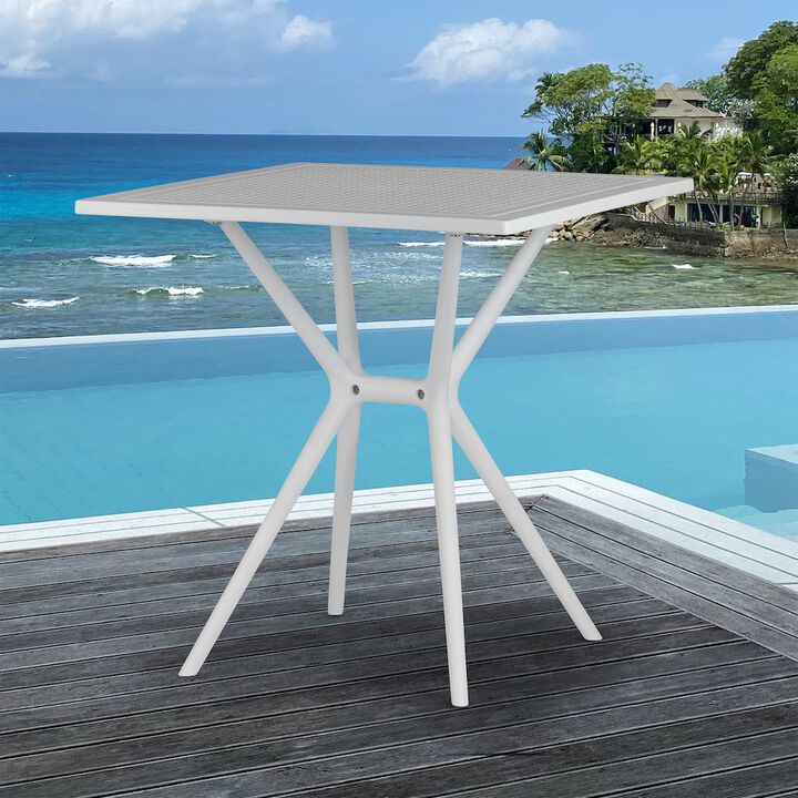 Glamour Home Basma White Plastic Square Dining Table