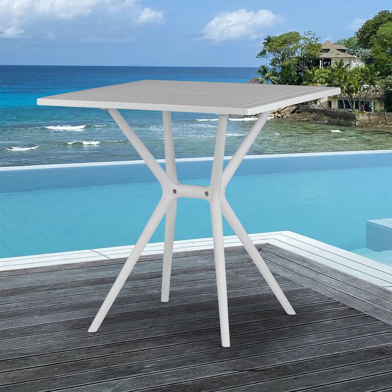 Glamour Home Basma White Plastic Square Dining Table