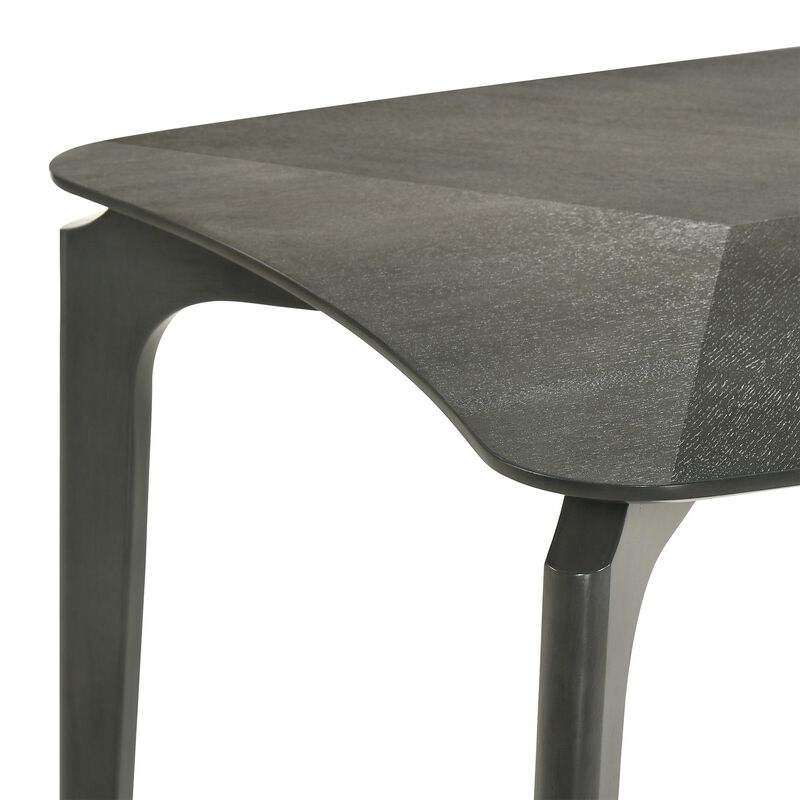Kalie 63 Inch Dining Table, Tapered Legs, Wood Grain Finish, Charcoal Gray