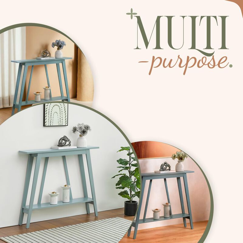 Kings Brand Furniture Conway Console Table Functional Narrow Wood Accent Entryway Table with Storage Shelf image number 5