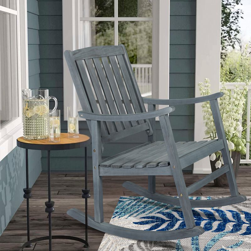 Penny Classic Slat Back Acacia Wood Patio Outdoor Rocking Chair