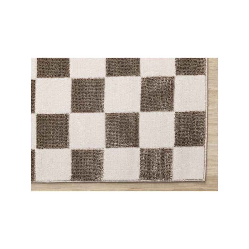 Novelle Home Logan Soft Brown Cream Checkered Rug, 6'7 x 9'6 image number 5